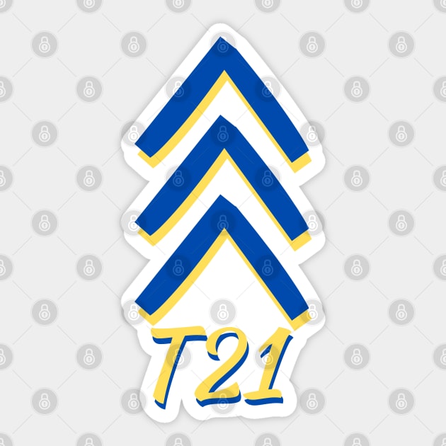 Down Syndrome Chevron Arrow for Trisomy 21 T21 for Down Syndrome Awareness Sticker by A Down Syndrome Life